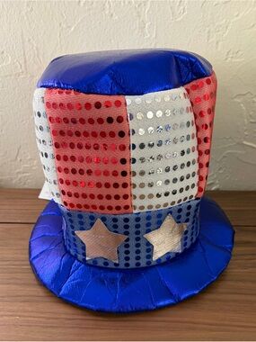 Celebrate It Patriotic Red White Blue Sequin Top Hat New With Tags
